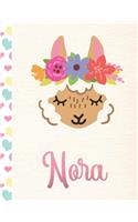 Nora: 2020. Personalized Weekly Llama Planner For Girls. 8.5x11 Week Per Page 2020 Planner/Diary With Pink Name