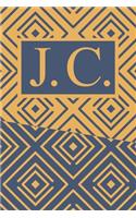 J C: Art Deco Initials J C Monogram Notebook, J C Monogrammed Journal Gift