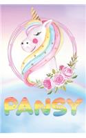 Pansy: Pansy's Unicorn Personal Custom Named Diary Planner Perpetual Calander Notebook Journal 6x9 Personalized Customized Gift For Someone Who's Surname i