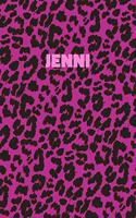 Jenni: Personalized Pink Leopard Print Notebook (Animal Skin Pattern). College Ruled (Lined) Journal for Notes, Diary, Journaling. Wild Cat Theme Design wi