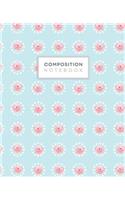 Composition Notebook: College Ruled Blank Lined Composition Book Mint Blue Rose Floral