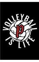 P Monogram Initial Volleyball Journal