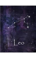 Leo: Constellation Lined Journal or Notebook, Deep Space and Leo Design, 8.5 x 11, 150 Fully Lined Pages