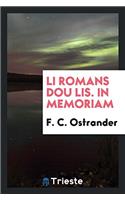 LI ROMANS DOU LIS. IN MEMORIAM