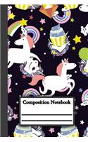 Composition Notebook: Cute Unicorn Pink Gold Wide Ruled Book, SOFT Cover Girls Kids Elementary School Supplies Student Teacher Daily Creative Writing Journal: Composition