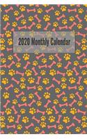 2020 Monthly Calendar: Simple Year And Monthly Calendar From January 2020 to December 2020 With Lined Notepad And Cute Dog Bone Themed Cover To Plan And Organize Monthly N