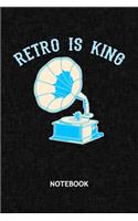 Retro Is King: DJ NOTEBOOK Grid-lined 6x9 - Retro Journal A5 Gridded - Vintage Lover Planner 60s Themed Party 120 Pages SQUARED - Gramophone Diary Phonograph Soft 