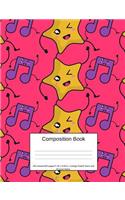 Composition Book 200 Sheets/400 Pages/7.44 X 9.69 In. College Ruled/ Stars and Musical Notes: Writing Notebook Lined Page Book Soft Cover Plain Journal Musical Instrument