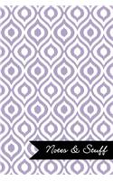 Notes & Stuff - Lined Notebook with Thistle Purple Ikat Pattern Cover: 101 Pages, Medium Ruled, 6 x 9 Journal, Soft Cover