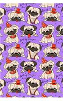 Bullet Journal Notebook Funny Pugs Pattern 8