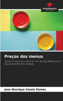 Preços dos menus