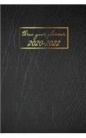 Three Year Planner 2020-2022: Black Leather Cover - 3 Year Monthly Planner 2020-2022 - 36 Month Calendar Diary for Next Three Years - 3 Year Appointment Notebook - Academic Agend(4 36 Months Calendar Academic Agenda Planner with Holiday, 3 Year Monthly Planner 2020-2022)