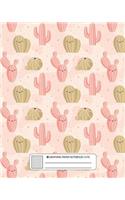 Graphing paper notebook cute: cactus Math Graph Paper 1/4 Inches Square Blank Quad Composition Notebook for School Subject, Art, Drawing, Math, Architecture and Engineering