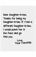 Dear Daughter-in-law, Thanks for being my Daughter-in-law