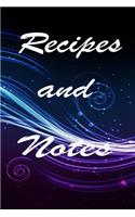 Recipes And Notes: Recipes And Notes Notebook, Journal size 6x9