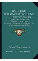 Bank Und Borsengesetzgebung In Deutschland