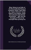 Wine. Return to an Order of the Honourable the House of Commons, Dated 7 April 1862;- For, Copy or Extracts of Any Reports of an Inquiry, Under the Authority of the British Government ... 1861, Into the Strengths of Wine in the Principal Wine-Growi