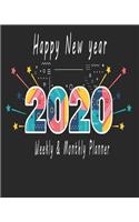 Happy new year 2020 Planner Weekly and Monthly: Jan 1, 2020 to Dec 31, 2020: Weekly & Monthly Planner + Calendar Views - Inspirational Quotes and Navy Floral Cover - ... December 2020 (2020 Pretty