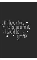 If I have choice to be an animal, I would be giraffe