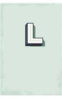 L: 110 Sketchbook Pages (6 x 9) - Light Blue Green Monogram Sketch Notebook with a Simple Vintage Design - Personalized Initial Letter - Distressed Ret