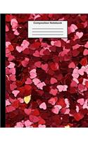 Composition Notebook: College Ruled - 8.5 x 11 Inches - 100 Pages - Hearts Design