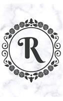 R: Cute Floral Initial Monogram College Ruled Notebook - Pretty Personalized Lined Journal & Diary for Writing Notes for Students for Girls & Women - L