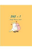 365 + 1 Daily Planner: Adorable Yellow Cover with a Cockatoo Birds in Love / One Day per Page / Everyday Time Schedule Planning - Trackers, Task Lists, Goals and Gratitude
