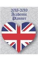 2018-2019 Academic Planner: Grey Union Jack Heart Cover