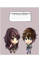 Composition Notebook: Cute Chibi Anime Characters: Composition Journal with Cute Chibi Anime Characters Wide Ruled Paper, 7.5in x 9.25 in and 100 pages book for teens, gi