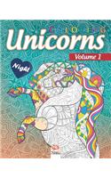 Coloring Unicorns 1 - night: Coloring book for adults (Mandalas) - Anti stress - Volume 1 - night edition