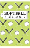 Softball Notebook: Blank Lined Notebook