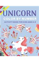 Unicorn Color by Number Activity Book for Kids Ages 4-6