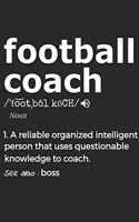 Football Coach Noun 1. Reliable Organized Intelligent Person That Uses Questionable Knowledge To Coach. See Also