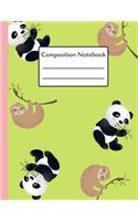 Composition Notebook: Sloth & Panda 120 Page College Ruled Paperback Notebook - 8.5"x11"(21.6 x 27.9 cm)