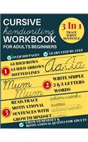 Cursive Handwriting Workbook For Adults Beginners