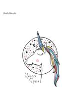 sktechbook unicorn space: unicorn space on white cover (8.5 x 11) inches 110 pages, Blank Unlined Paper for Sketching, Drawing, Whiting, Journaling & Doodling(3 Unicorn Space on White Sketchbook)