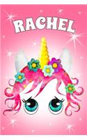 Rachel: A Unicorn Notebook for a Girl with the Name Rachel 6x9 100 Pages