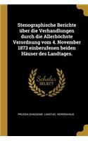 Stenographische Berichte über die Verhandlungen durch die Allerhöchste Verordnung vom 4. November 1873 einberufenen beiden Häuser des Landtages.