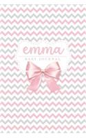 Emma: Baby Journal: Pink and Gray Chevron with Bow, Blank Lined Name Journal for Girls