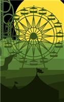 Dot Matrix Notebook: A5 5"x 8" 126 page Dot bullet journal, diary with a " green circus with big sun " on the cover