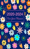 2020-2024 Five Year Planner: Abstract Flowers, 60 Months Calendar, 5 Year Monthly Appointment Notebook, Agenda Schedule Organizer Logbook With Holidays and Inspirational Quotes