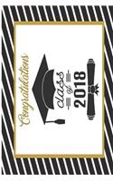 Congratulations Class of 2018: 6x9 Blank Graduation Notebook Journal for Grad Party Visitors - Best Wishes Guest Book, Comments for Newly Graduated or about to Graduate from Family, Friends, Co-Workers, Boss, Teachers, Relatives and More - Black Ch