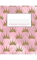 Graphpaper Notebook 4x4: Mermaid crowns pink and gold design 100 pages of graph paper with bigger squares for younger students(32 4x4 Graph Paper for Younger Students)
