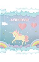 Unicorn Sketch Book: Cloudy Pastel Unicorn Dreams: 120 Pages of 8.5 X 11 Blank Paper for Drawing, Sketching and Doodling