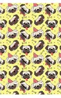 Bullet Journal Notebook Funny Pugs Pattern 2: 112 Page Numbered Dot Grid Bullet Journal with Index Pages and Key Pages in Portable 6 X 9 Size.