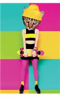 Pop Art Skater Cat Notebook: Funny Retro Cat Notebook Journal - 120-Page Lined Notebook