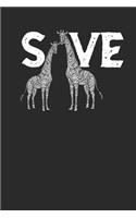 Save Giraffe: Giraffes Notebook, Graph Paper (6 x 9 - 120 pages) Animal Themed Notebook for Daily Journal, Diary, and Gift