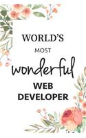World's Most Wonderful Web Developer Notebook Gift Journal