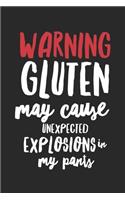 Warning Gluten May Cause Unexpected Explosions In My Pants: Funny Gluten Free Princess Lined Notebook Journal Gift