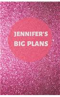 Jennifer's Big Plans - Notebook/Journal/Diary - Personalised Girl/Women's Gift - Birthday/Party Bag Filler - 100 lined pages (Dark pink glitter)